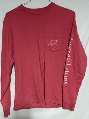 VINEYARD VINES Men LONG SLEEVE Pocket T-SHIRT Vintage Look Sz XS Salmon